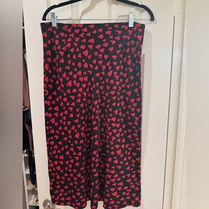 Nasty Gal Black and Red Heart A-Line Skirt